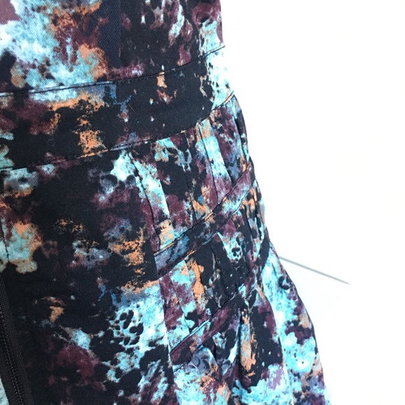 BCBGeneration Zip Front Dress Brûlée Pleated Mini Dress Multicolor Blue Brown - Picture 4 of 11